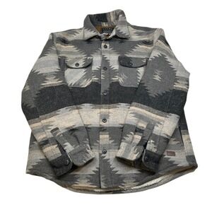 Jachs New York Shirt Jacket Mens Large Gray Button Up Aztec‎ Sherpa Lined